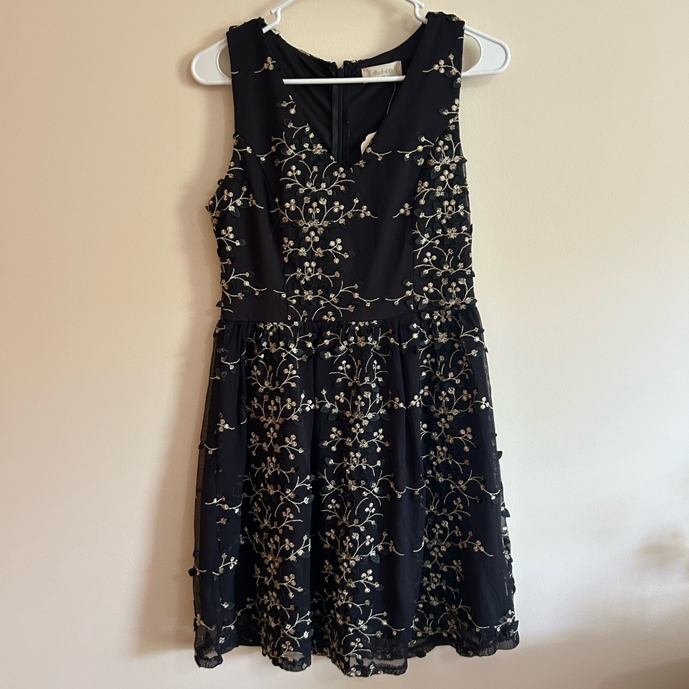 Altar’d State Black and Gold Embroidered Dress